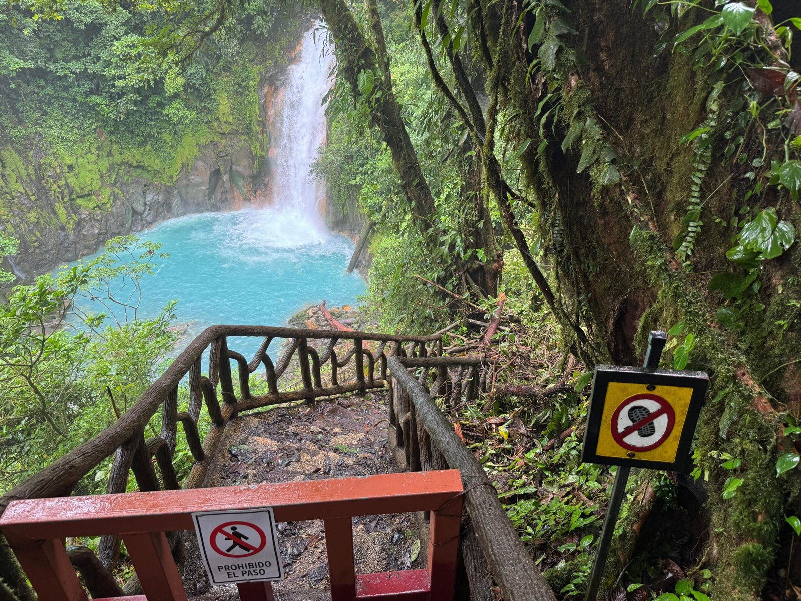 Rio Celeste Waterfall partially closed.
